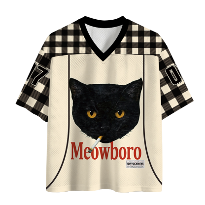 Tokyocanvas Smoking Black Cat Vintage Mesh Jersey