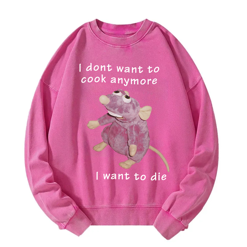 Tokyocanvas I Don't Want To Cook Anymore Washed Sweatshirt