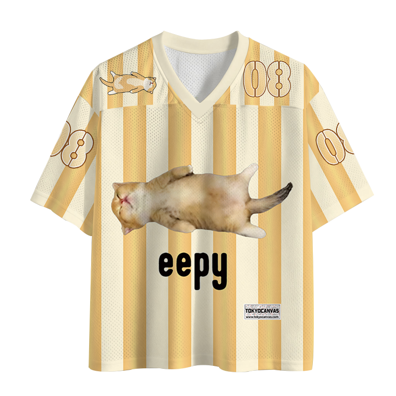 Tokyocanvas Silly Sleepy Cat Meme Mesh Jersey