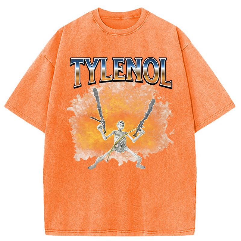 Tokyocanvas Funny Unhinged Skeleton Washed T-Shirt