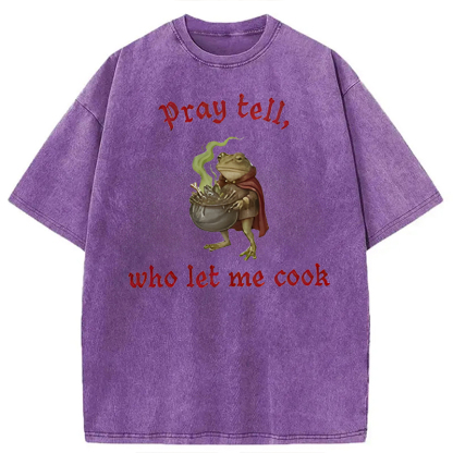 Tokyocanvas Pray Tell Funny Frog Meme Washed T-Shirt