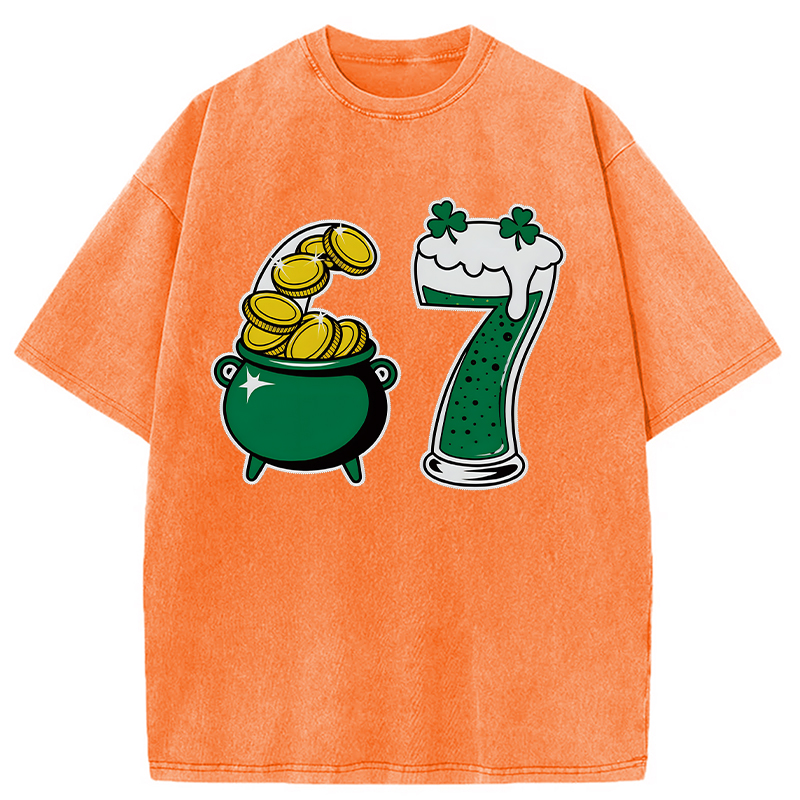 Tokyocanvas Funny 6 7 St Patricks Day Washed T-Shirt