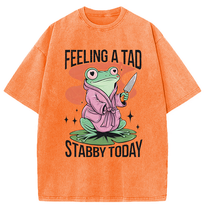 Tokyocanvas Stabby Frog Funny Meme Washed T-Shirt