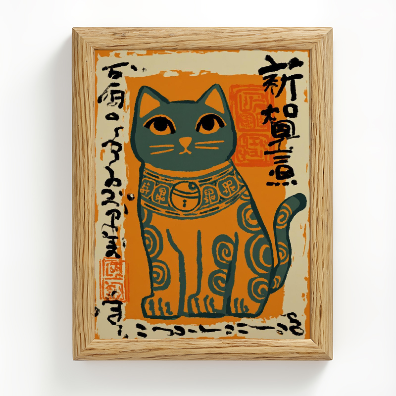 Tokyocanvas Lucky Cat Framed Art Print