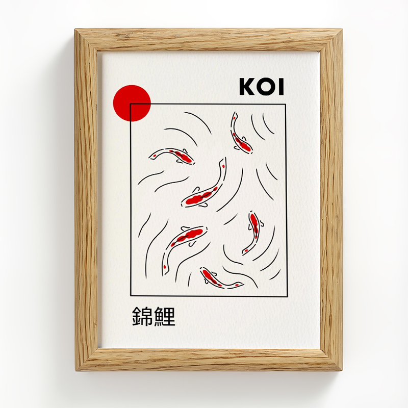 Tokyocanvas Japanese Koi Fish Framed Art Print