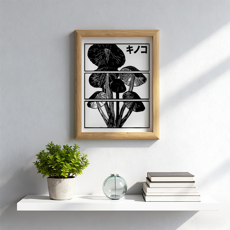 Tokyocanvas Japanese Mushrooms Framed Art Print
