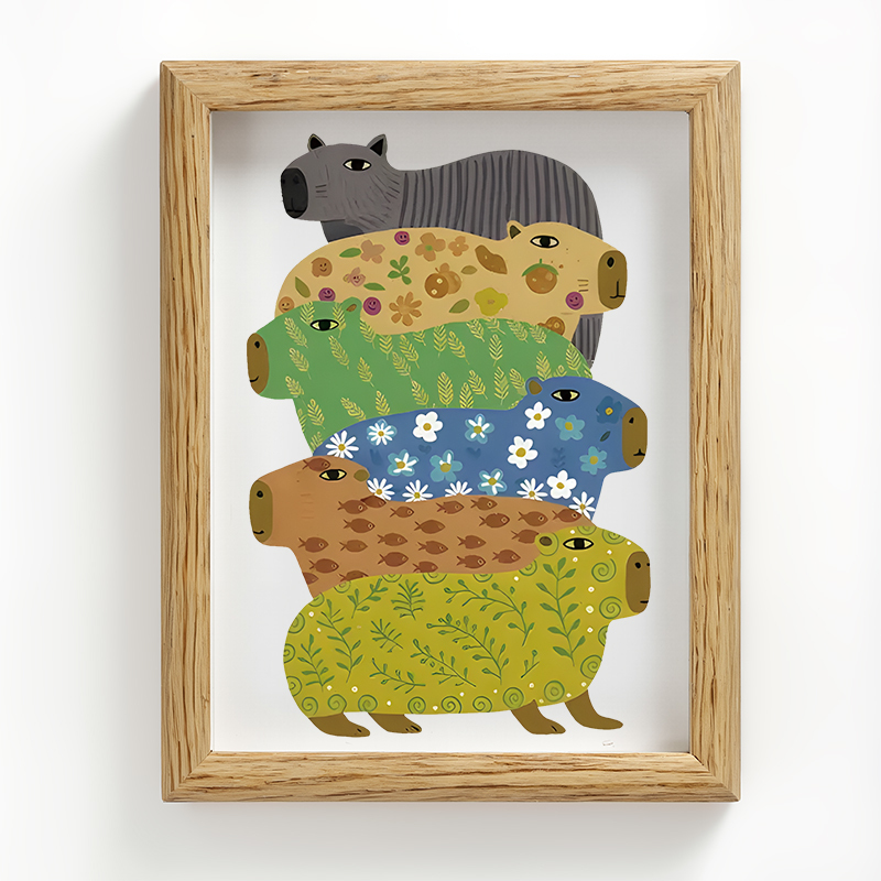 Tokyocanvas Colorful Capybaras Framed Art Print