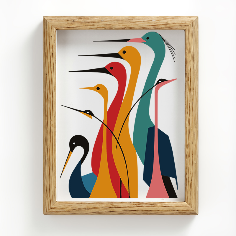Tokyocanvas Various Types Of Cranes Framed Art Print