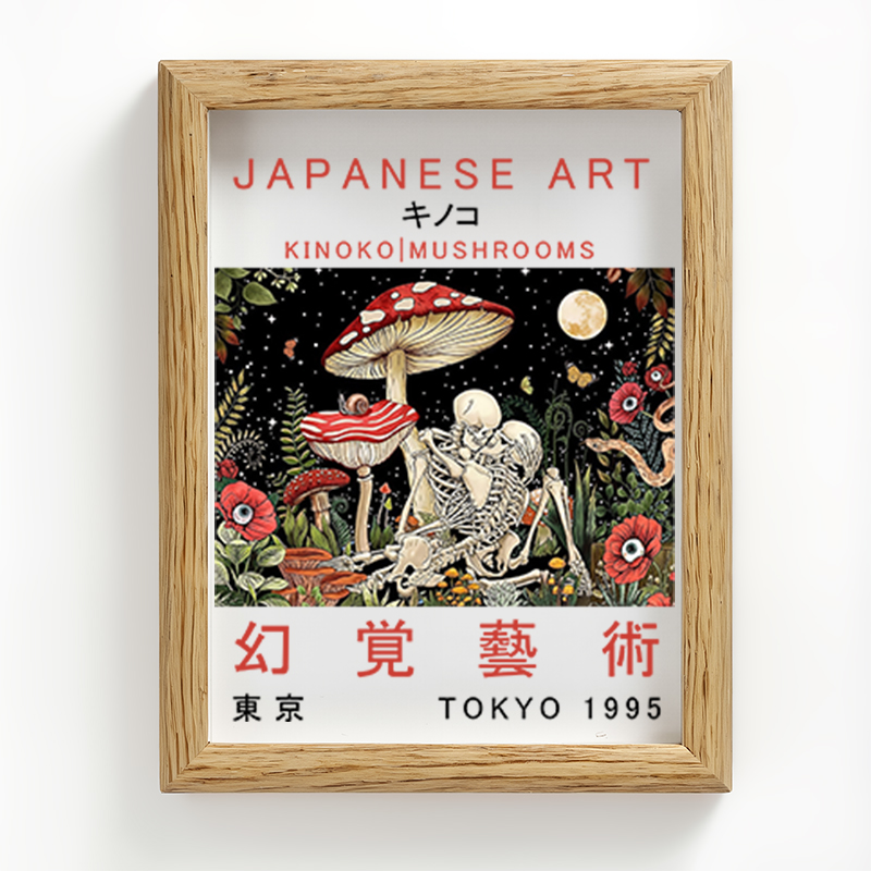 Tokyocanvas Skull Magic Mushrooms Framed Art Print