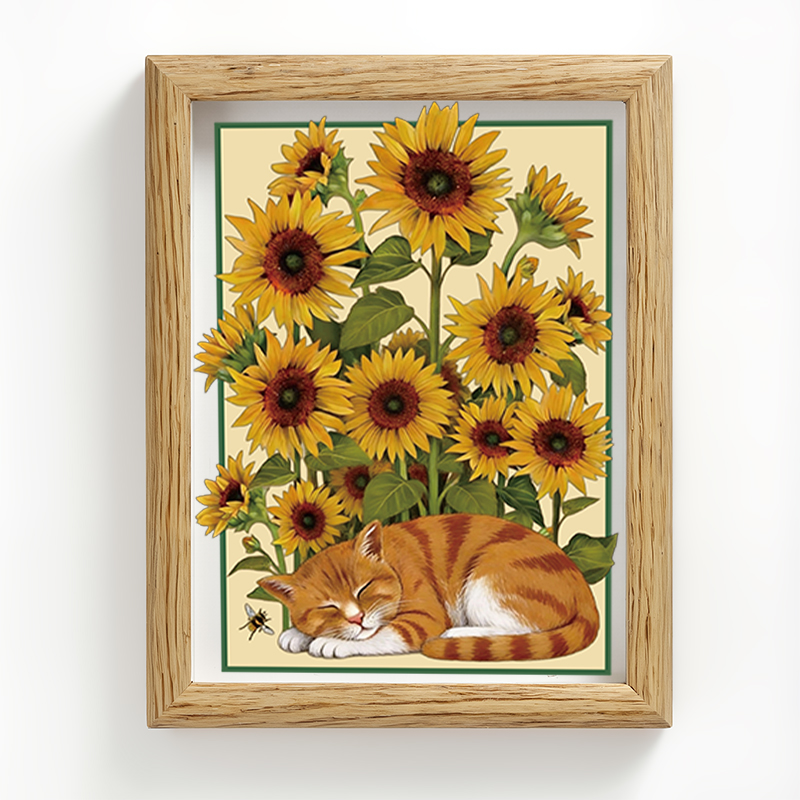 Tokyocanvas Sunflower Orange Cat Framed Art Print