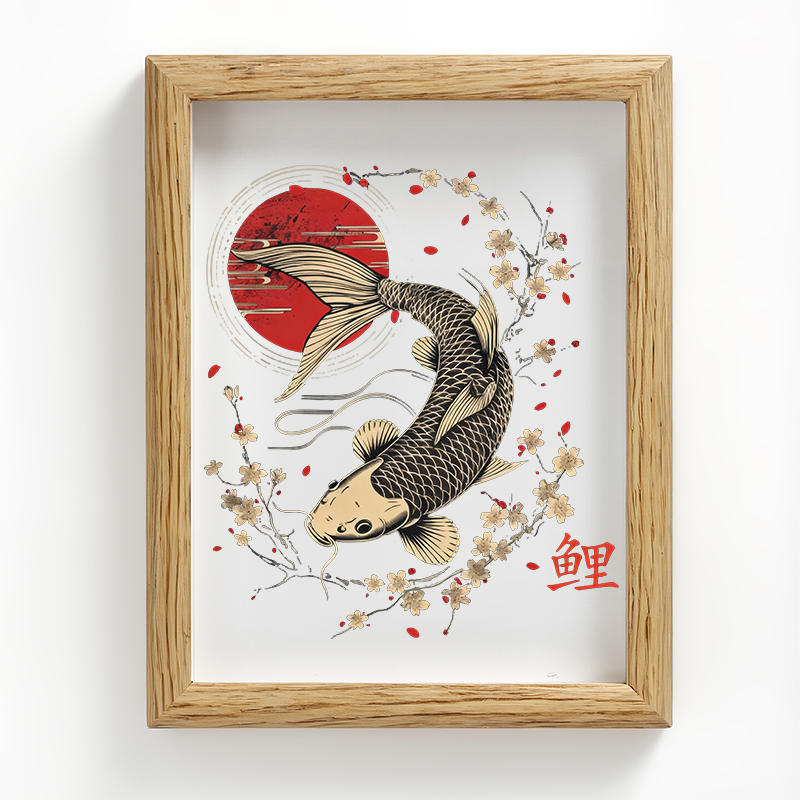 Tokyocanvas Kersenbloesem Koi Karper Framed Art Print