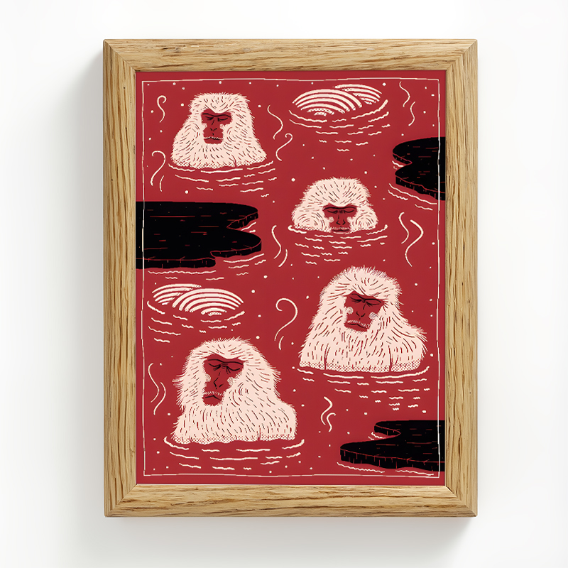 Tokyocanvas Japanese Snow Monkey Framed Art Print