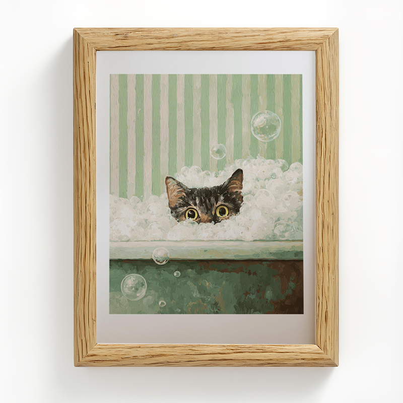 Tokyocanvas Cat In The Bubble Framed Art Print
