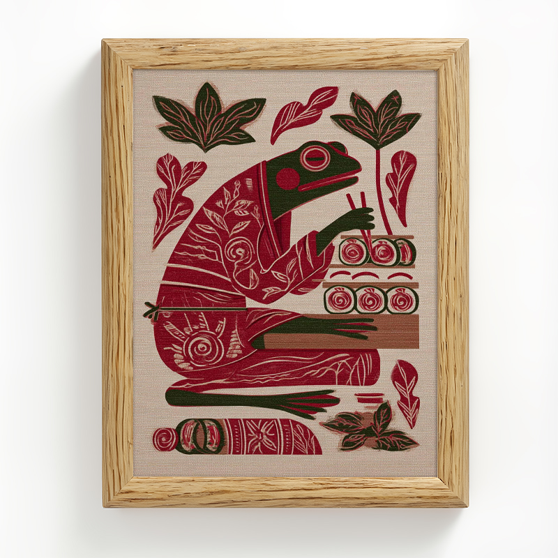 Tokyocanvas Frog Sushi Lover Framed Art Print
