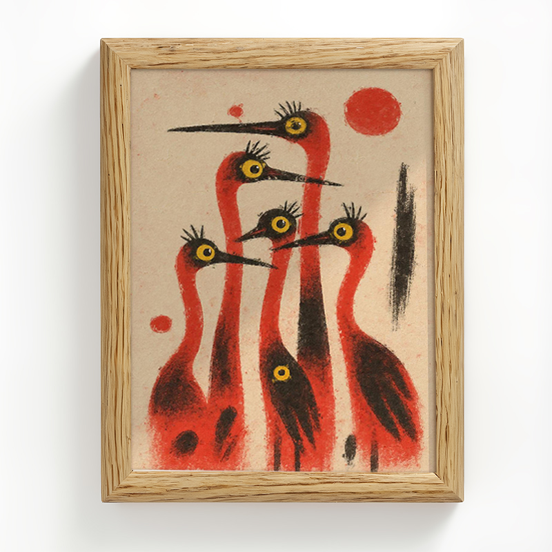 Tokyocanvas Japanese Crane Framed Art Print