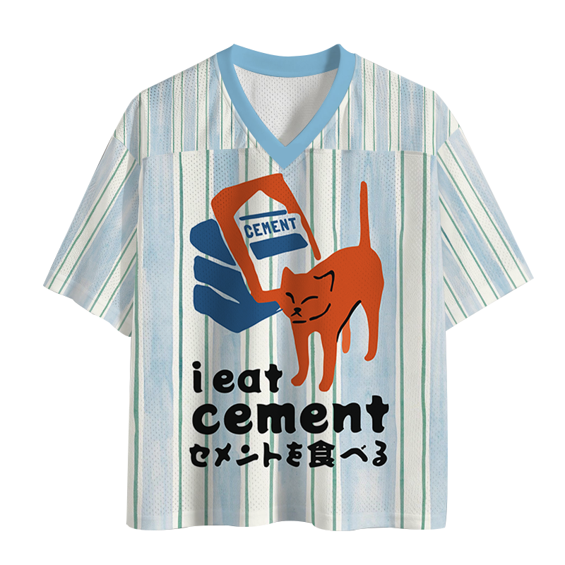 Tokyocanvas I Eat Cement Meme Cat Mesh Jersey