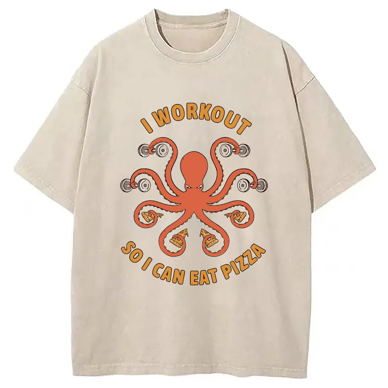 Tokyocanvas Octopus Exercising Washed T-Shirt