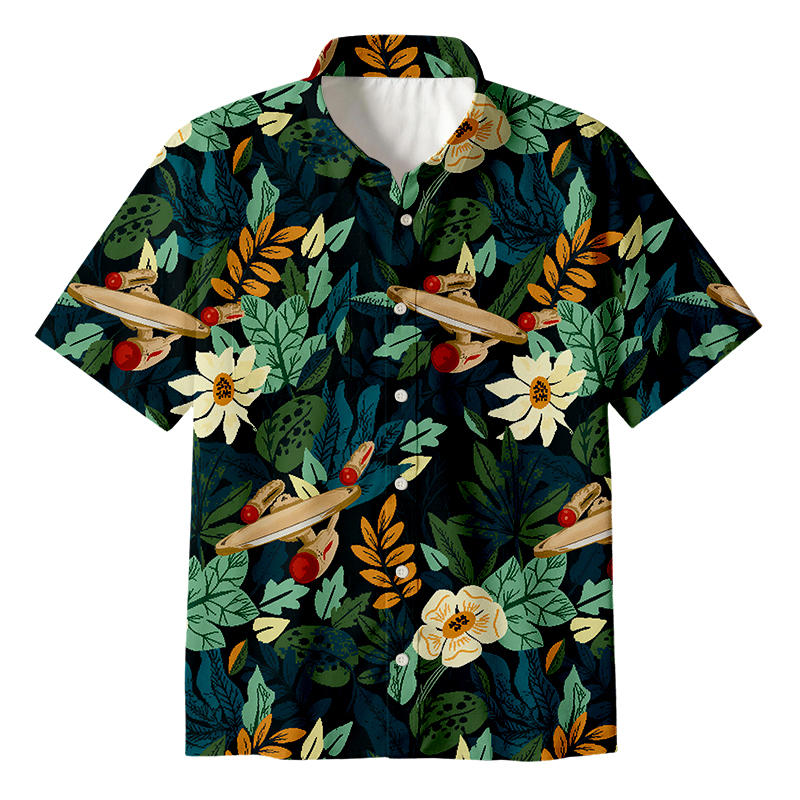Tokyocanvas Scifi Spacecraft Hawaii Button Up Pocket Shirt