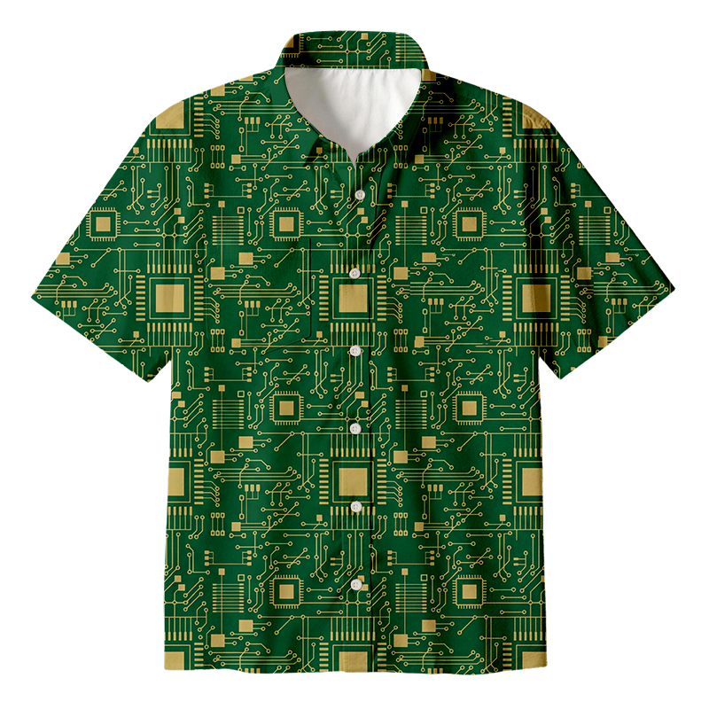 Tokyocanvas Technology Sense Circuit Board Button Up Pocket Shirt