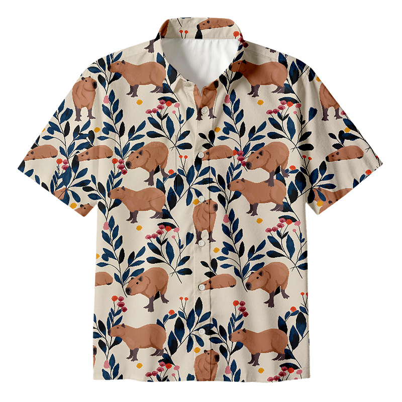 Tokyocanvas Capybara And Plants Button Up Pocket Shirt