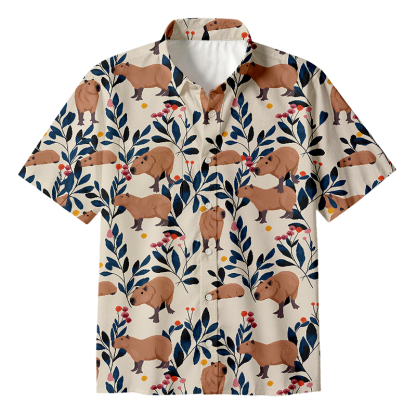 Tokyocanvas Capybara And Plants Button Up Pocket Shirt
