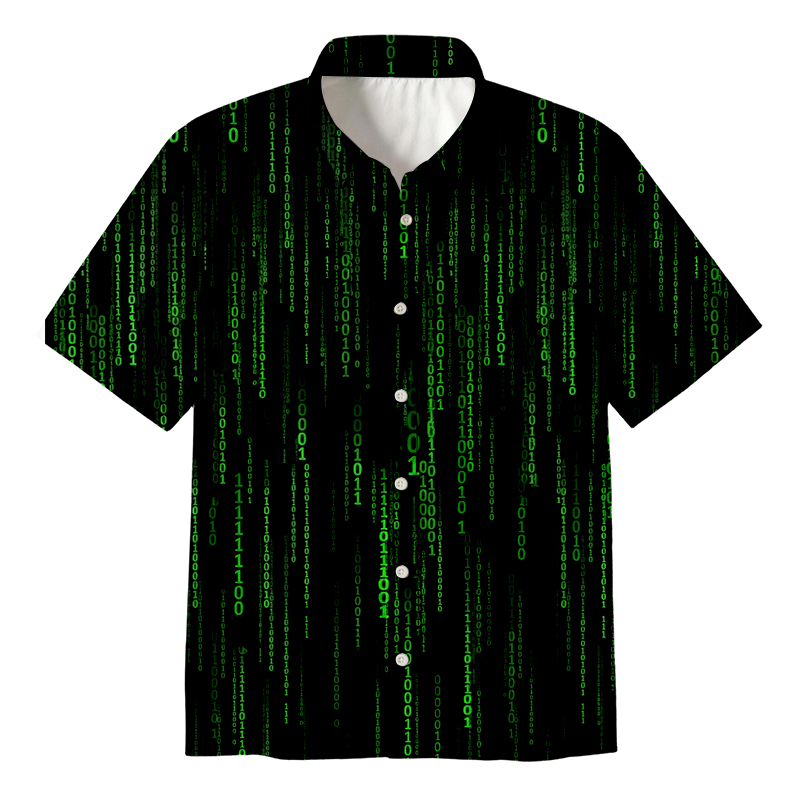 Tokyocanvas Follow the White Rabbit Black Green Design Art Button Up Pocket Shirt