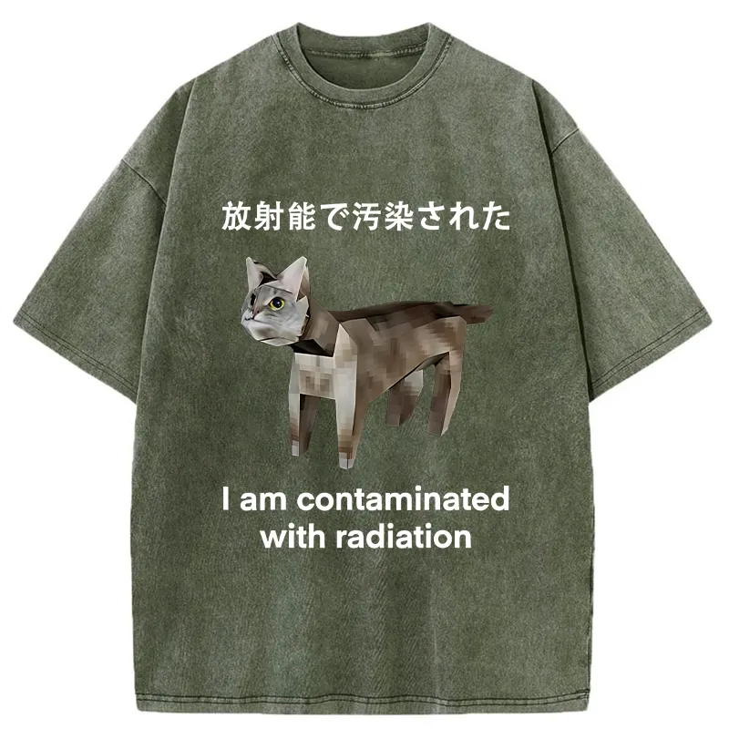 Tokyocanvas Cat Contaminated By Radiation Washed T-Shirt