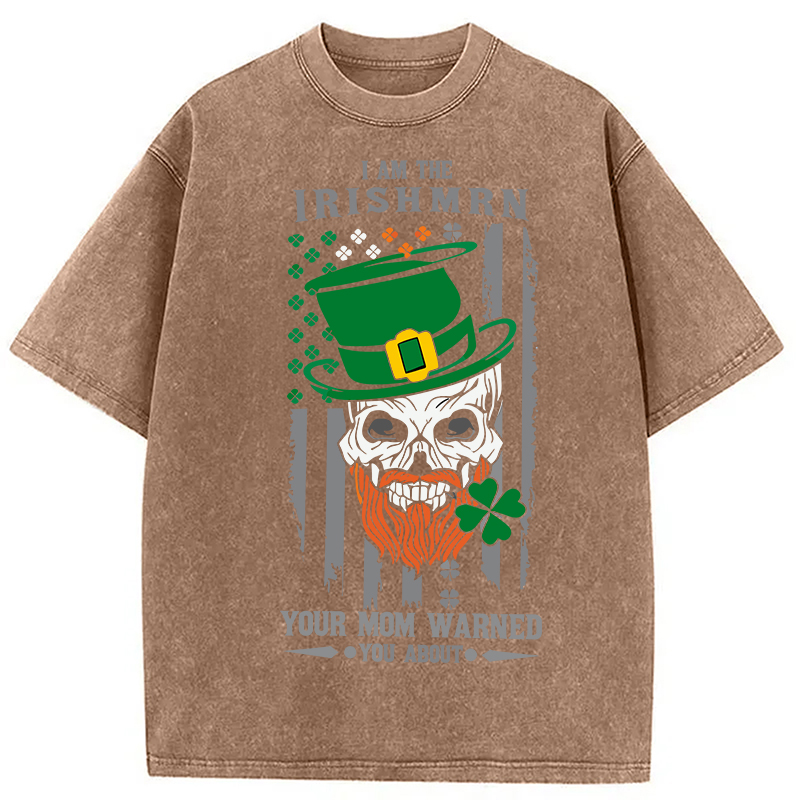 Tokyocanvas Clover Skull St. Patrick's Day Washed T-Shirt