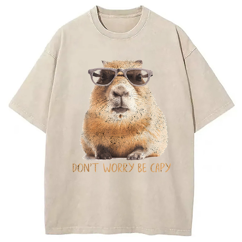 Tokyocanvas Don't Worry Be Capy Capybara Washed T-Shirt