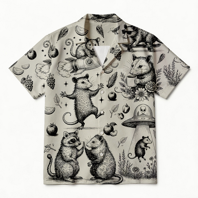 Tokyocanvas Funny Opossum Hawaiian Shirt