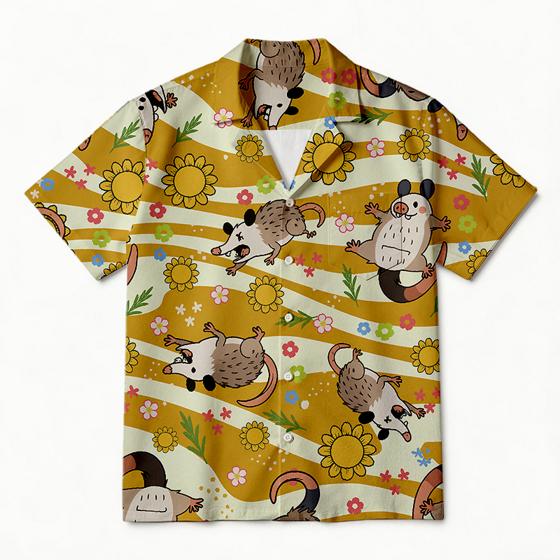 Tokyocanvas Sunflower Possum Hawaiian Shirt