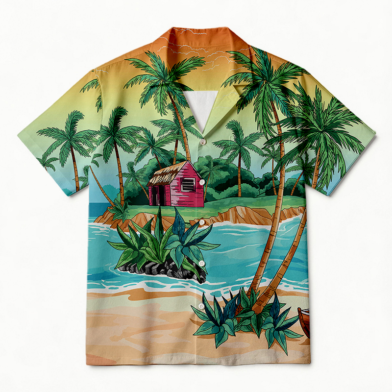 Tokyocanvas Tropical Paradise Hut Hawaiian Shirt