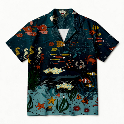 Tokyocanvas Blue Ocean Hawaiian Shirt