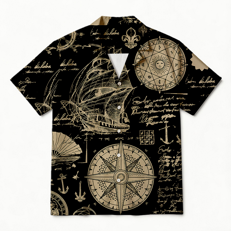 Tokyocanvas Mystic Compass Map Hawaiian Shirt