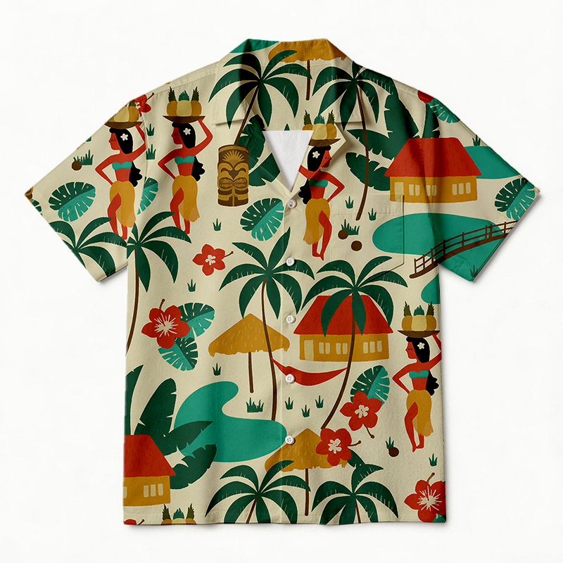 Tokyocanvas Retro Tiki Paradise Hawaiian Shirt