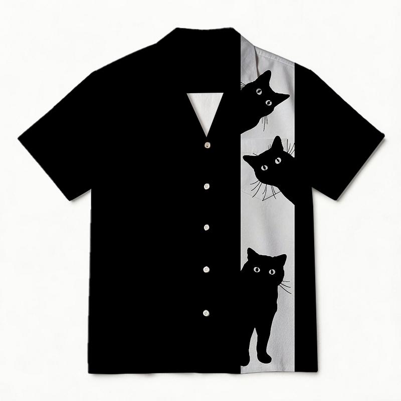 Tokyocanvas Black Cat Hawaiian Shirt
