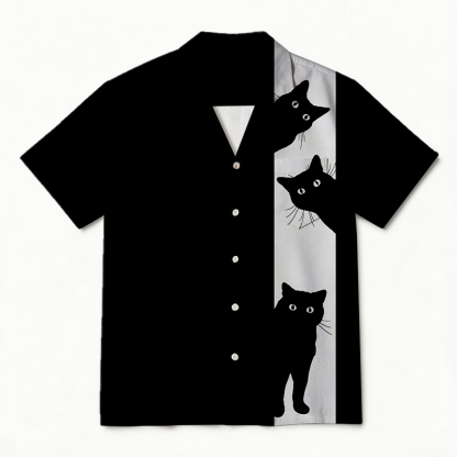 Tokyocanvas Black Cat Hawaiian Shirt