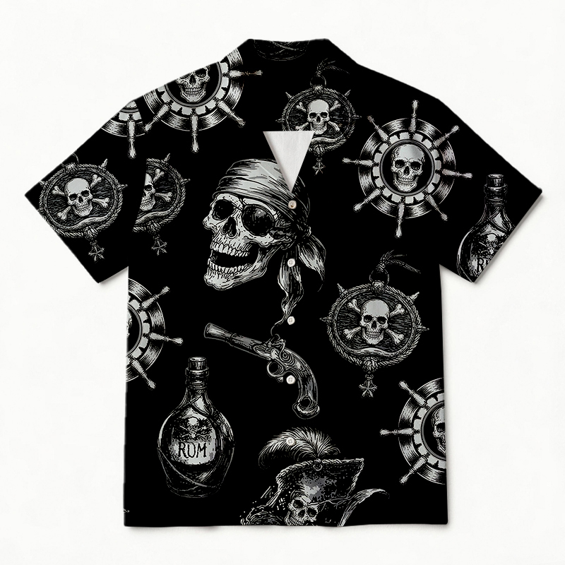 Tokyocanvas Pirate Skull Hawaiian Shirt
