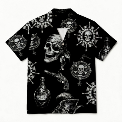 Tokyocanvas Pirate Skull Hawaiian Shirt