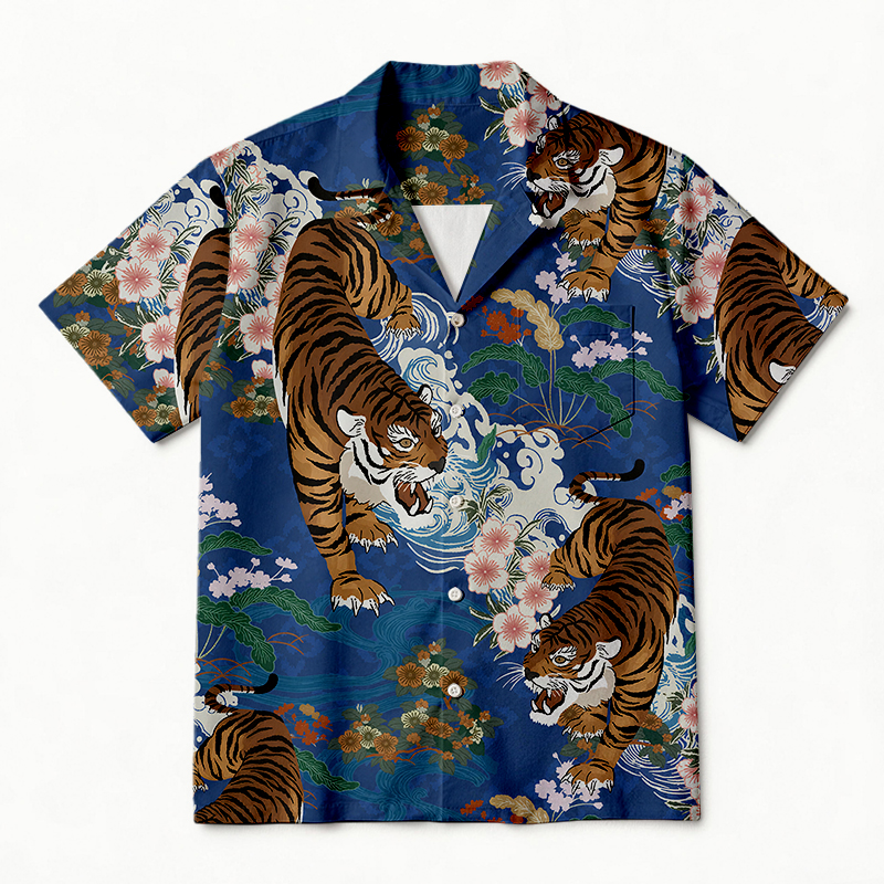 Tokyocanvas Inspired Tiger Hawaiian Shirt