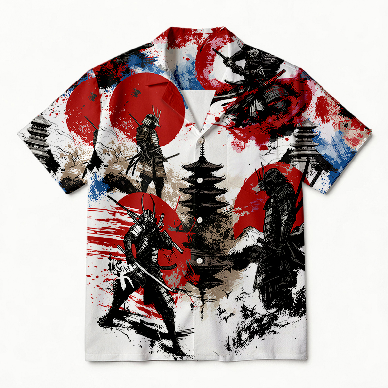Tokyocanvas Vintage Samurai Aloha Hawaiian Shirt