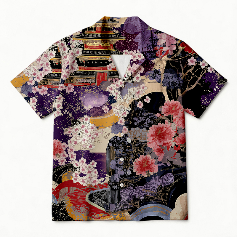 Tokyocanvas Sakura Cherry Blossom Hawaiian Shirt