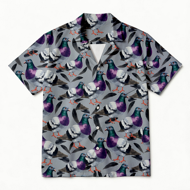 Tokyocanvas Pigeon Parade Hawaiian Shirt