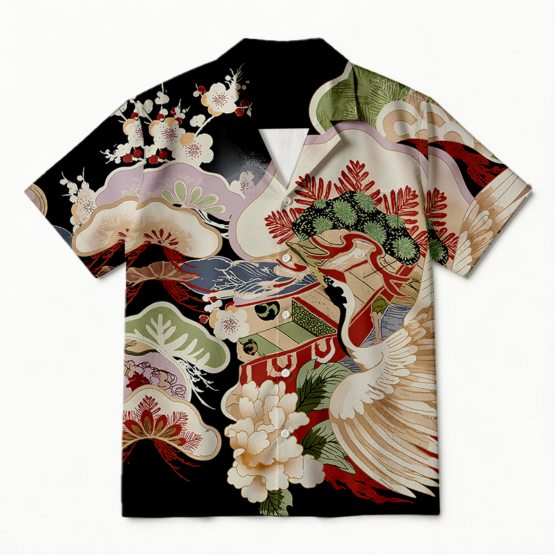 Tokyocanvas Crane Ship Hawaiian Shirt