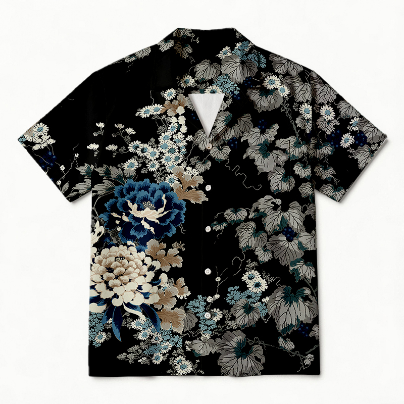 Tokyocanvas Ivy and Peony Hawaiian Shirt