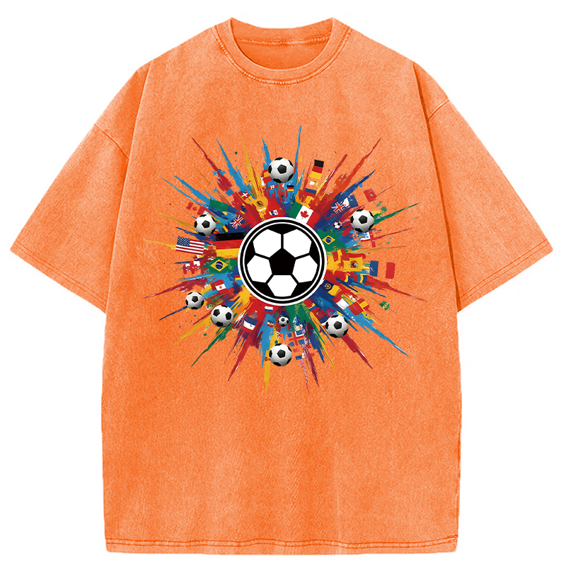 Tokyocanvas International Soccer Flags Washed T-Shirt
