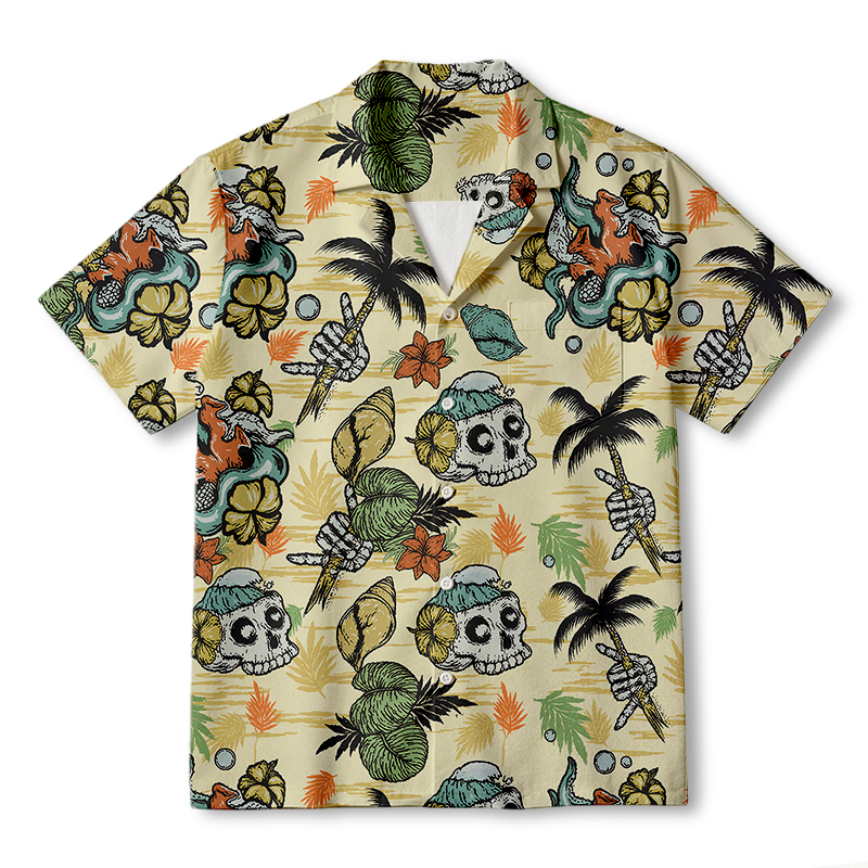 Tokyocanvas Wilderness Skull Hawaiian Shirt
