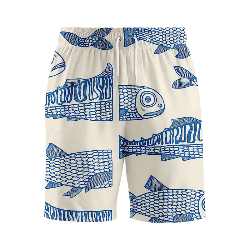Tokyocanvas Japanese Blue Fish Swim Short