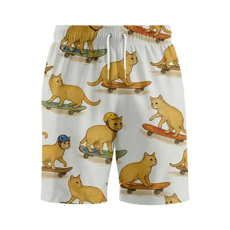 Tokyocanvas Cat Skateboarding Swim Short