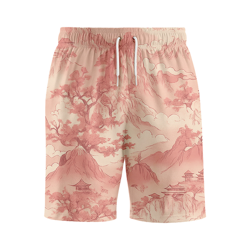 Tokyocanvas Cherry Blossom Mountains Swim Short